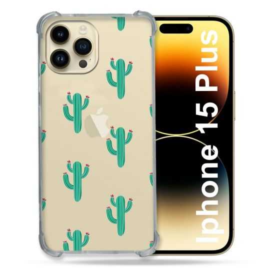 Coque Renforcée En Verre Trempé Transparente Pour Iphone 15 Plus (6.7) Cactus