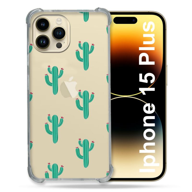 Coque Renforcée En Verre Trempé Transparente Pour Iphone 15 Plus (6.7) Cactus