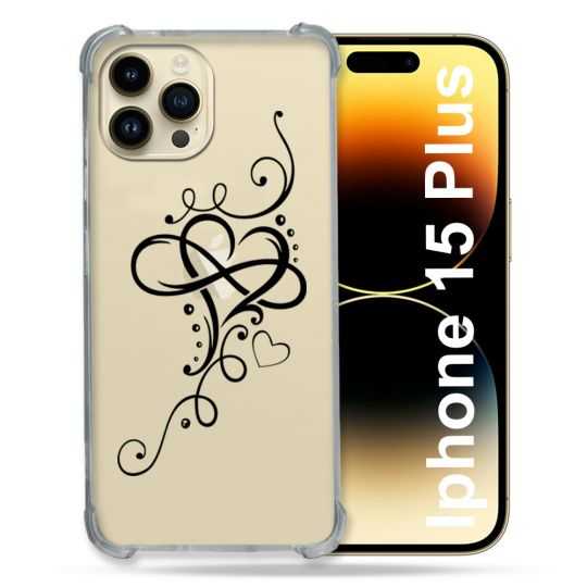 Coque Renforcée En Verre Trempé Transparente Pour Iphone 15 Plus (6.7) Cœur infini