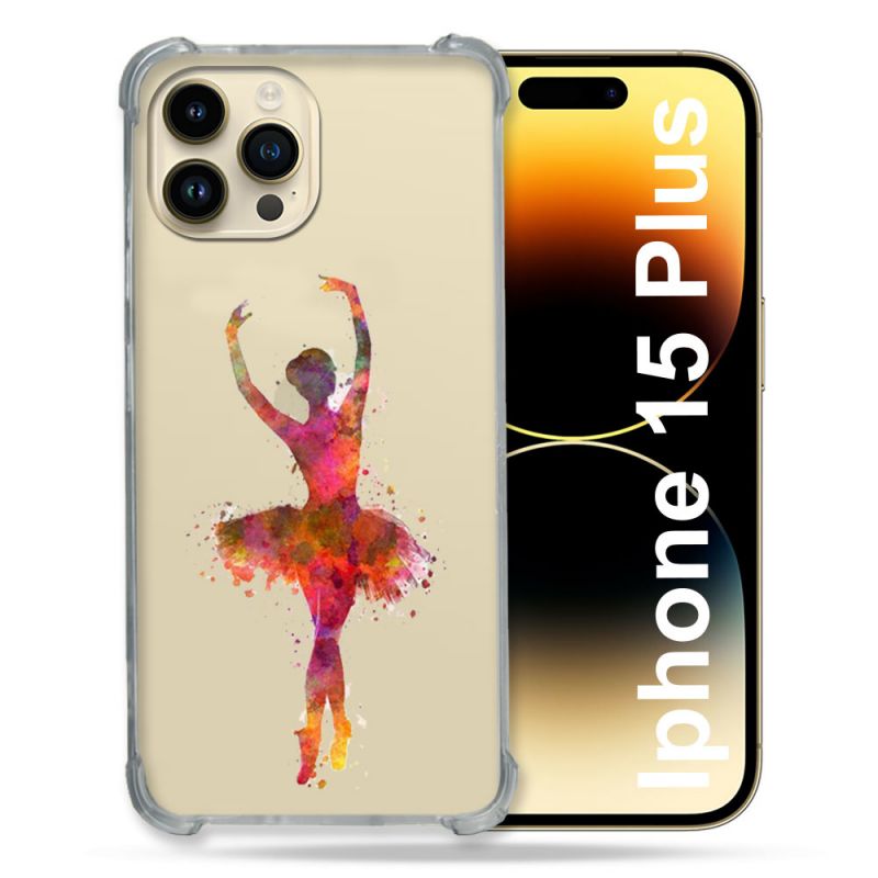 Coque Renforcée En Verre Trempé Transparente Pour Iphone 15 Plus (6.7) Danseuse etoile