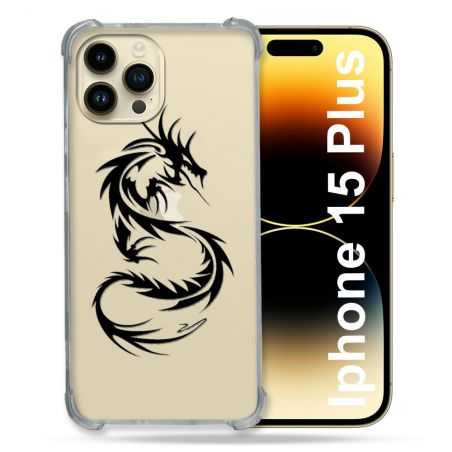 Coque Renforcée En Verre Trempé Transparente Pour Iphone 15 Plus (6.7) Dragon Noir