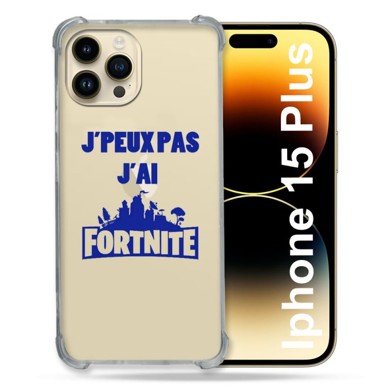 Coque Renforcée En Verre Trempé Transparente Pour Iphone 15 Plus (6.7) Jpeux pas jai Fortnite