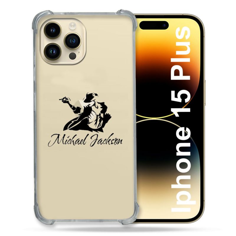 Coque Renforcée En Verre Trempé Transparente Pour Iphone 15 Plus (6.7) Michael Jackson