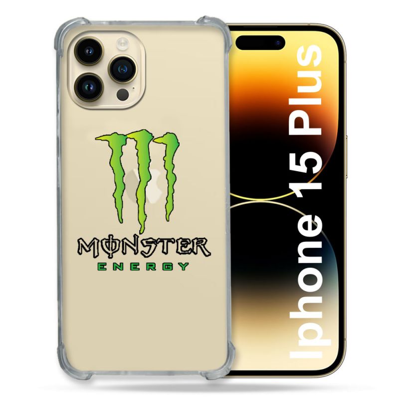Coque Renforcée En Verre Trempé Transparente Pour Iphone 15 Plus (6.7) Monster Energy