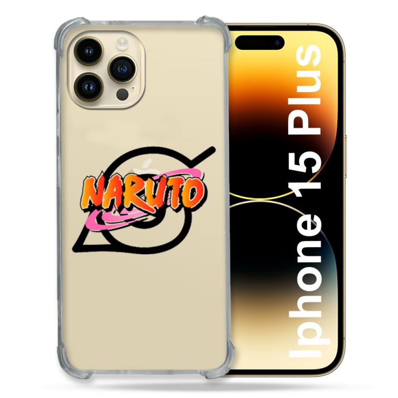 Coque Renforcée En Verre Trempé Transparente Pour Iphone 15 Plus (6.7) Naruto Logo