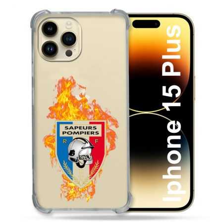Coque Renforcée En Verre Trempé Transparente Pour Iphone 15 Plus (6.7) Pompier Feu