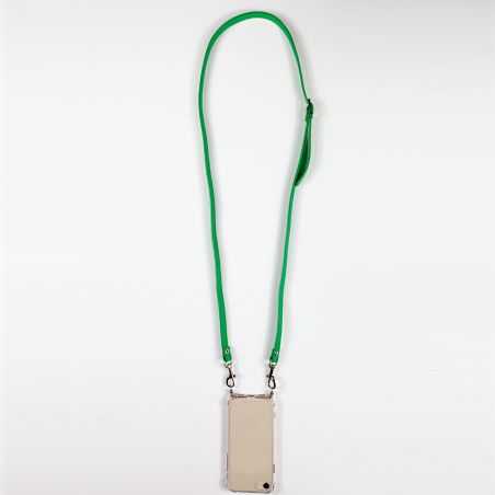 Coque Renforcée En Verre Trempé Transparente Pour Iphone 15 Plus (6.7) Lanière / Cordon Cuir 2 Vert