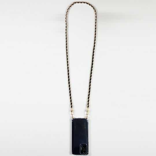 Coque Renforcée En Verre Trempé Transparente Pour Iphone 15 Pro (6.1) Lanière / Cordon Chaine suspendue Noir