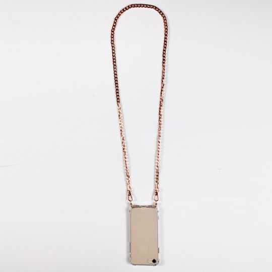 Coque Renforcée En Verre Trempé Transparente Pour Iphone 15 Pro (6.1) Lanière / Cordon Metal Plate Or Rose