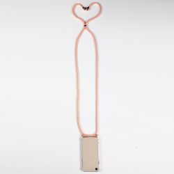 Coque Renforcée En Verre Trempé Transparente Pour Iphone 15 Pro (6.1) Lanière Cordon Rose