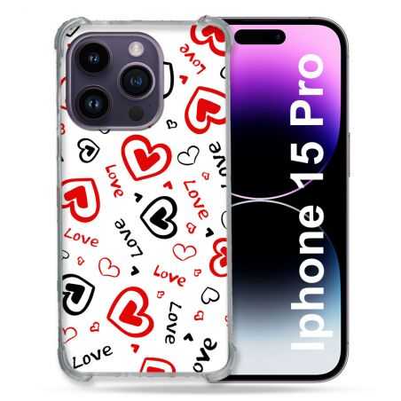 Coque Renforcée En Verre Trempé Pour Iphone 15 Pro (6.1) Amour Love