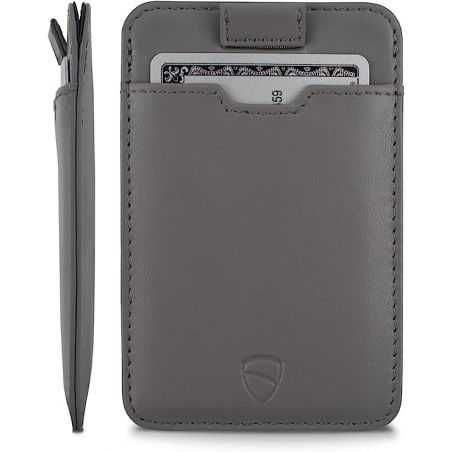 Porte carte avec protection RFID, fine, en cuir italienne personnalisable gris