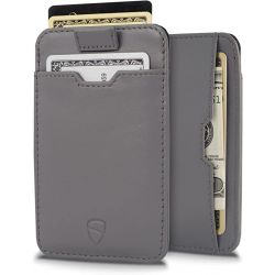 Porte carte avec protection RFID, fine, en cuir italienne personnalisable gris