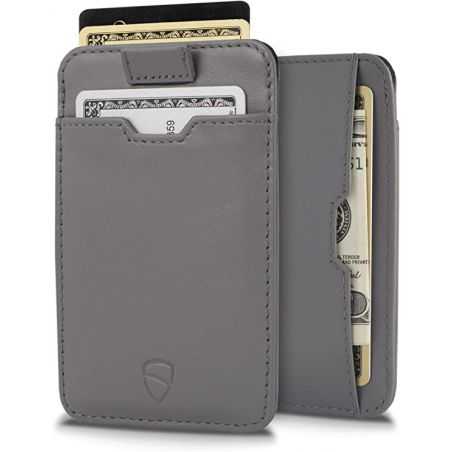 Porte carte avec protection RFID, fine, en cuir italienne personnalisable gris