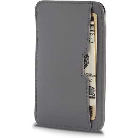 Porte carte avec protection RFID, fine, en cuir italienne personnalisable gris