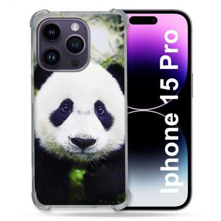 Coque Renforcée En Verre Trempé Pour Iphone 15 Pro (6.1) Animal Panda Color