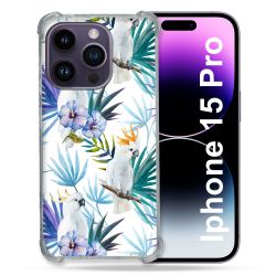 Coque Renforcée En Verre Trempé Pour Iphone 15 Pro (6.1) Animal Perroquet Peinture