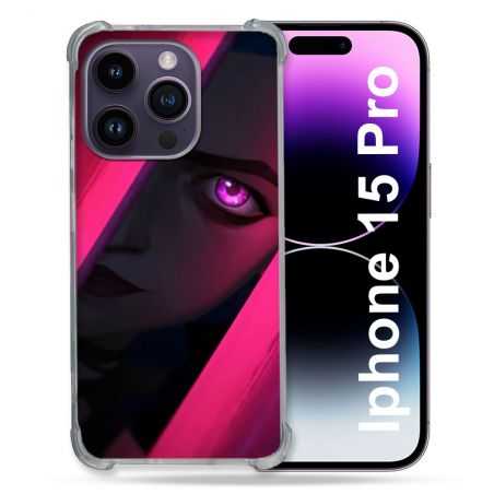 Coque Renforcée En Verre Trempé Pour Iphone 15 Pro (6.1) Arcane Jynx Rose