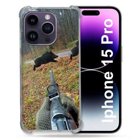 Coque Renforcée En Verre Trempé Pour Iphone 15 Pro (6.1) Chasse Vision Tir