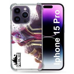 Coque Renforcée En Verre Trempé Pour Iphone 15 Pro (6.1) Fortnite Blanc