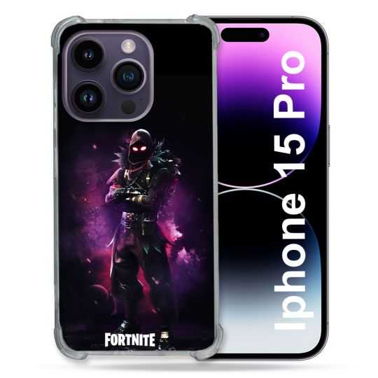 Coque Renforcée En Verre Trempé Pour Iphone 15 Pro (6.1) Fortnite Raven