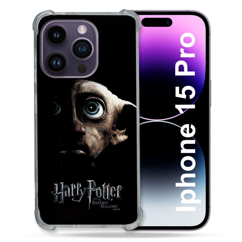 Coque Renforcée En Verre Trempé Pour Iphone 15 Pro (6.1) Harry Potter Hollows Dobby