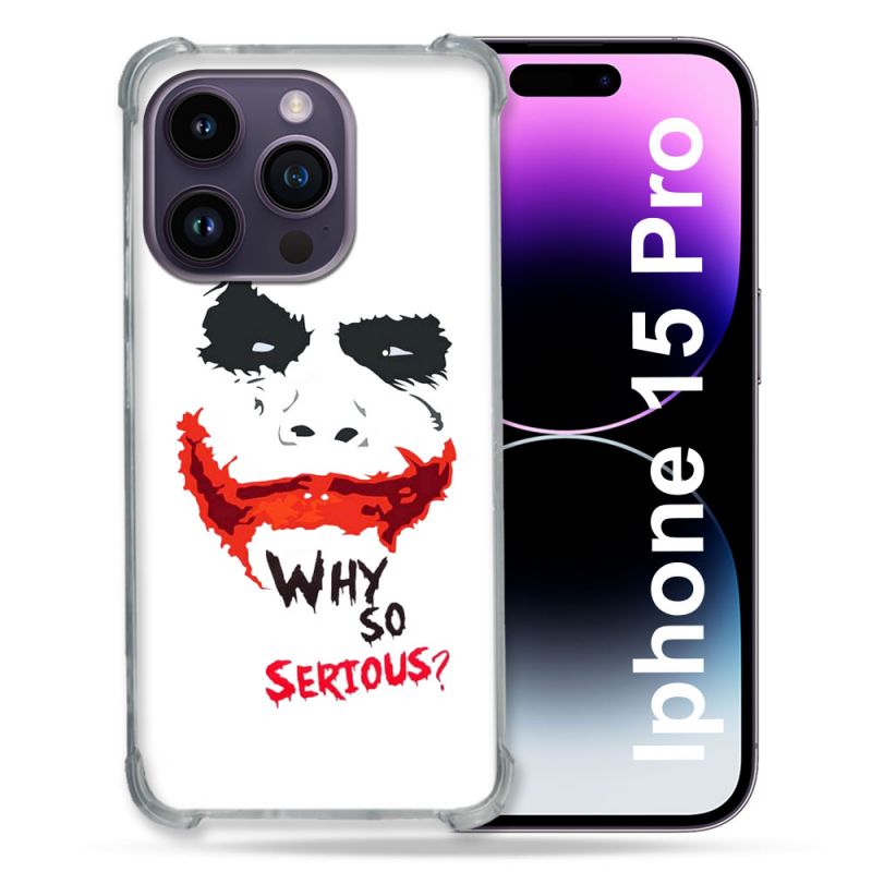 Coque Renforcée En Verre Trempé Pour Iphone 15 Pro (6.1) Joker Blanc