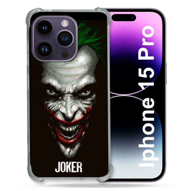 Coque Renforcée En Verre Trempé Pour Iphone 15 Pro (6.1) Joker Noir