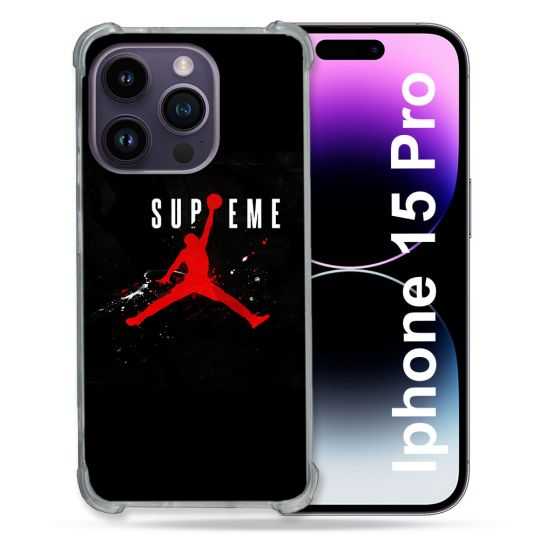 Coque Renforcée En Verre Trempé Pour Iphone 15 Pro (6.1) Jordan Supreme Noir
