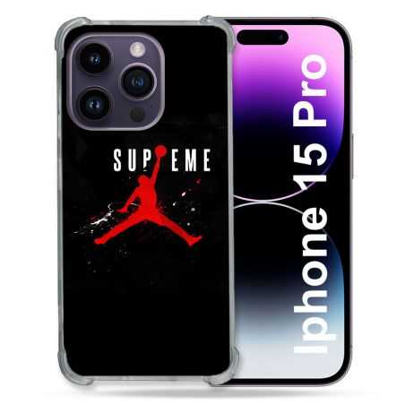 Coque Renforcée En Verre Trempé Pour Iphone 15 Pro (6.1) Jordan Supreme Noir