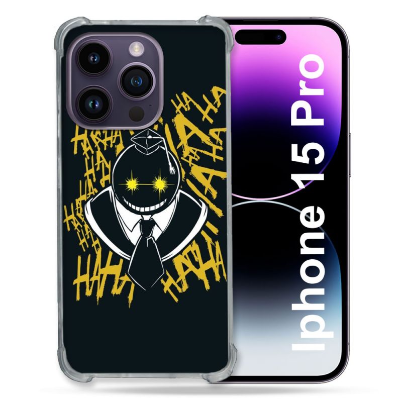 Coque Renforcée En Verre Trempé Pour Iphone 15 Pro (6.1) Manga Assassination Classroom Kuro Noir