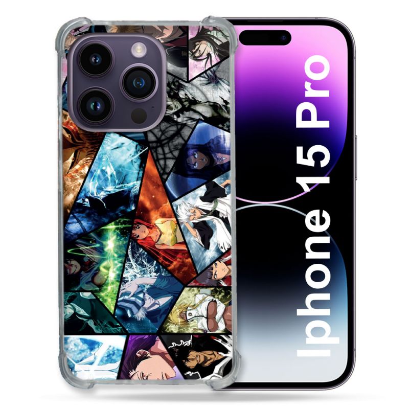 Coque Renforcée En Verre Trempé Pour Iphone 15 Pro (6.1) Manga Bleach Pele Mele