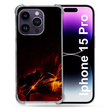 Coque Renforcée En Verre Trempé Pour Iphone 15 Pro (6.1) Manga Demon Slayer Electric
