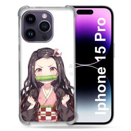 Coque Renforcée En Verre Trempé Pour Iphone 15 Pro (6.1) Manga Demon Slayer Nezuko
