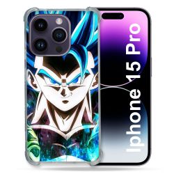Coque Renforcée En Verre Trempé Pour Iphone 15 Pro (6.1) Manga Dragon Ball Gogeta Visage