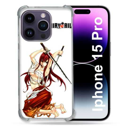 Coque Renforcée En Verre Trempé Pour Iphone 15 Pro (6.1) Manga Fairy Tail Erza
