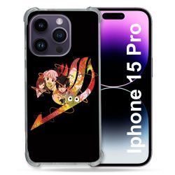 Coque Renforcée En Verre Trempé Pour Iphone 15 Pro (6.1) Manga Fairy Tail Logo Noir