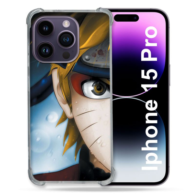 Coque Renforcée En Verre Trempé Pour Iphone 15 Pro (6.1) Manga Naruto Blanc