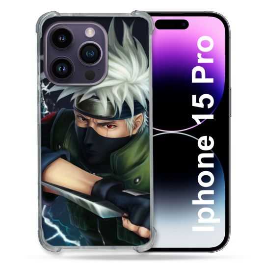 Coque Renforcée En Verre Trempé Pour Iphone 15 Pro (6.1) Manga Naruto Kakashi