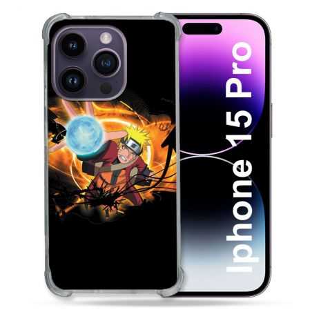 Coque Renforcée En Verre Trempé Pour Iphone 15 Pro (6.1) Manga Naruto Noir