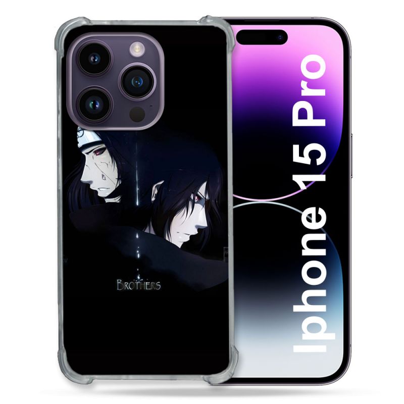 Coque Renforcée En Verre Trempé Pour Iphone 15 Pro (6.1) Manga Naruto Sasuke Itachi