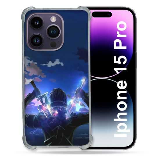 Coque Renforcée En Verre Trempé Pour Iphone 15 Pro (6.1) Manga SAO sword Art Online Epee