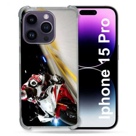 Coque Renforcée En Verre Trempé Pour Iphone 15 Pro (6.1) Moto Course GP R6