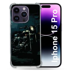 Coque Renforcée En Verre Trempé Pour Iphone 15 Pro (6.1) Moto Harley Vintage