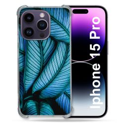 Coque Renforcée En Verre Trempé Pour Iphone 15 Pro (6.1) Nature Feuille Palmier