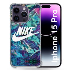 Coque Renforcée En Verre Trempé Pour Iphone 15 Pro (6.1) Nike Turquoise