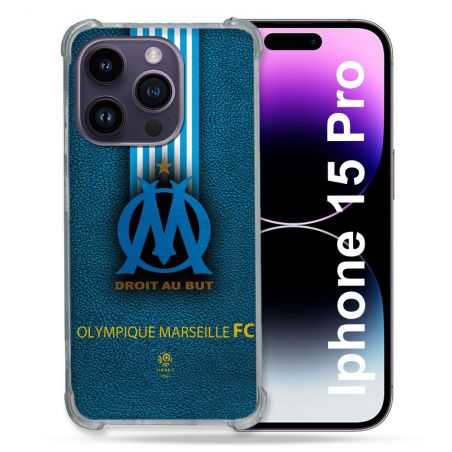 Coque Renforcée En Verre Trempé Pour Iphone 15 Pro (6.1) Olympique Marseille OM Bande
