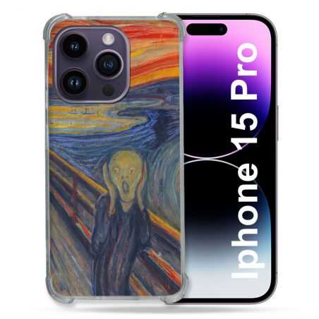 Coque Renforcée En Verre Trempé Pour Iphone 15 Pro (6.1) Peinture Le Cri