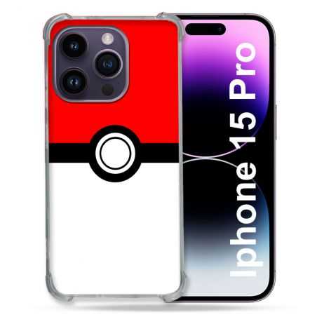Coque Renforcée En Verre Trempé Pour Iphone 15 Pro (6.1) Pokemon Pokeball