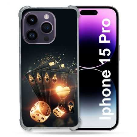 Coque Renforcée En Verre Trempé Pour Iphone 15 Pro (6.1) Poker Des